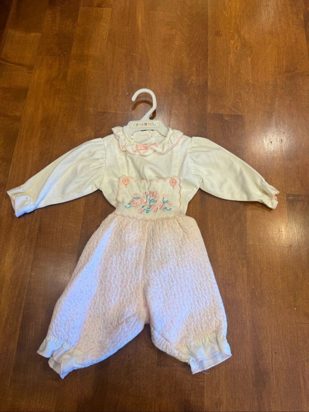 Vintage 90s Carter’s Baby Girl Floral Embroidered Longall Romper 6M